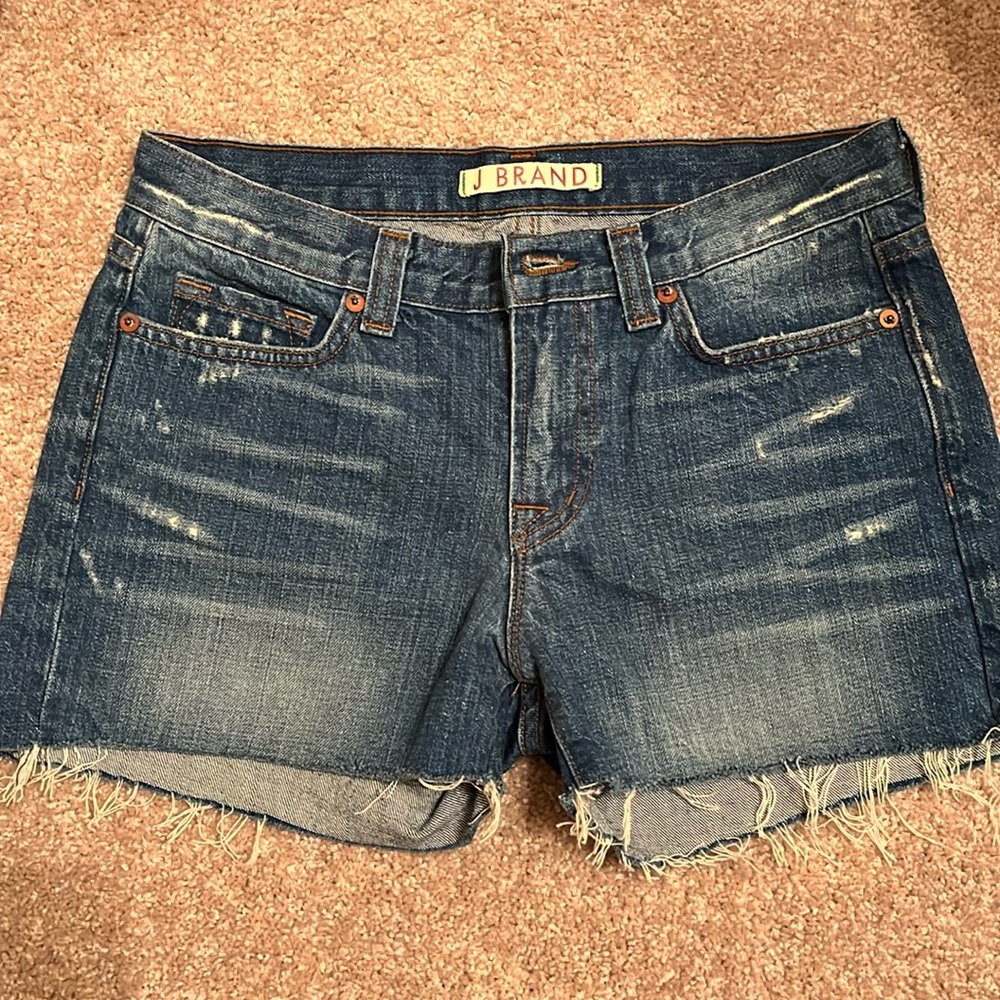 J Brand distressed and fringed shorts